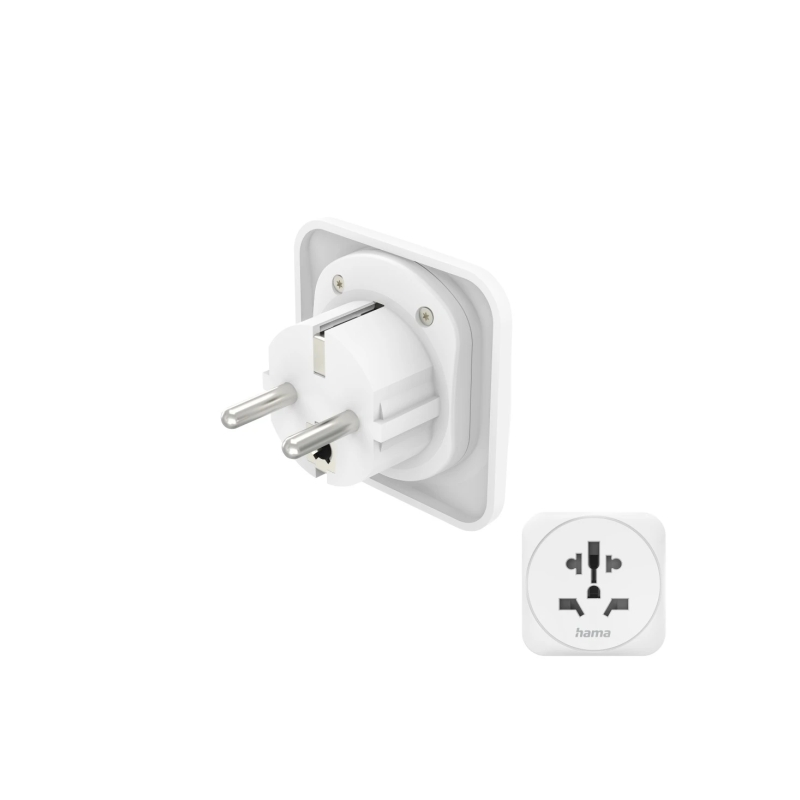 Adaptateur de voyage Hama type E et prise Schuko - Puissance jusqu'à 3750 W - Connecteurs femelles multiples - Tension 250 V - B