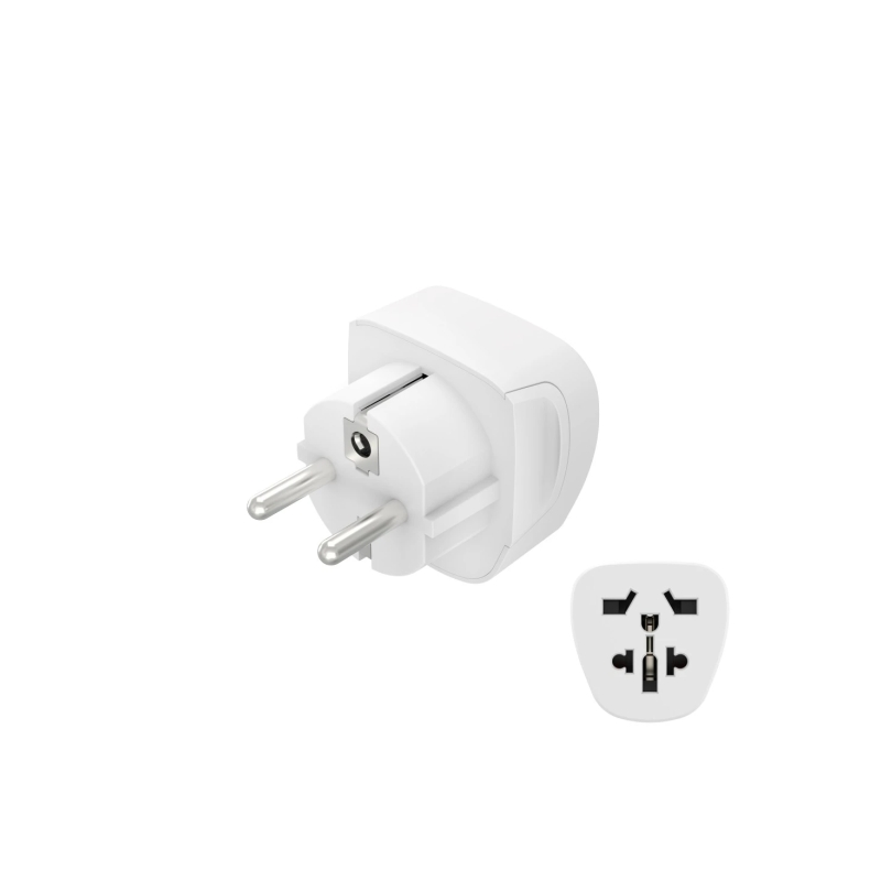 Adaptateur de voyage Hama type E et prise Schuko - Multiples prises femelles - Tension 230-250 V - 5,7 x 5,1 x 5 cm - Blanc