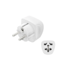 Adaptateur de voyage Hama type E et prise Schuko - Multiples prises femelles - Tension 230-250 V - 5,7 x 5,1 x 5 cm - Blanc