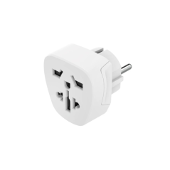 Adaptateur de voyage Hama type E et prise Schuko - Multiples prises femelles - Tension 230-250 V - 5,7 x 5,1 x 5 cm - Blanc