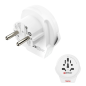 Adaptateur de voyage Hama type E et prise Schuko - Puissance jusqu'à 2500 W - Femelle universelle - Tension 100-250 V - Blanc