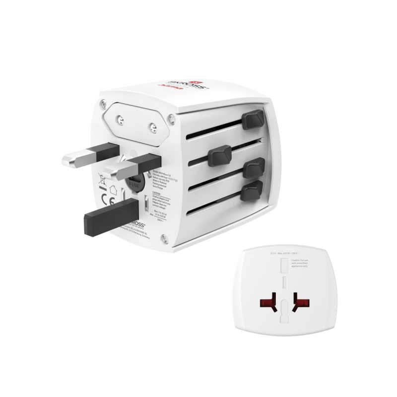 Adaptateur de voyage universel Hama - Puissance jusqu'à 625 W - Tension 100-250 V - Blanc