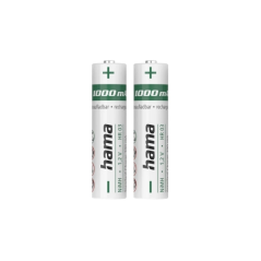 Hama Lot de 2 piles rechargeables AAA - NiMH - Tension 1,2 V - 1000 mAh - Blanches