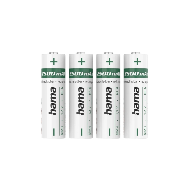 Hama Lot de 2 piles rechargeables AA - NiMH - Tension 1,2 V - 2500 mAh - Blanches