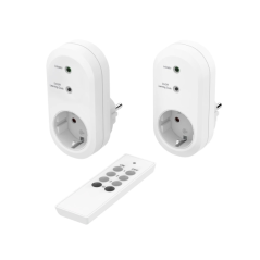 Hama Lot de 2 prises sans fil - Puissance maximale 3500 W - Indice de protection IP20 - Interrupteur marche/arrêt - Blanc