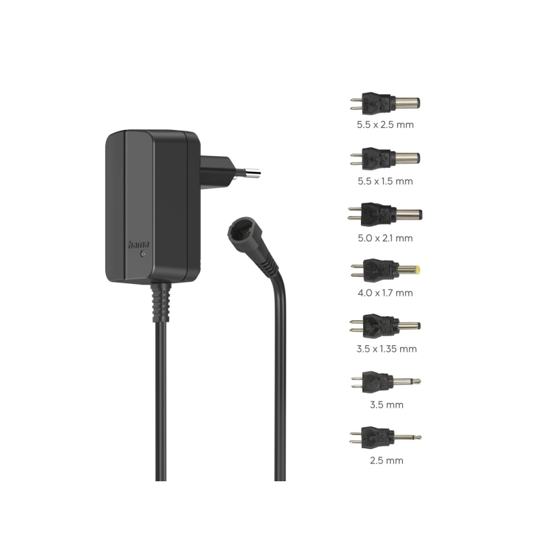 Alimentation multi-appareils Hama - Puissance 3,6 W - Tension 12 V - Indicateur LED - 7 adaptateurs - Courant maximum 0,3 A - Te
