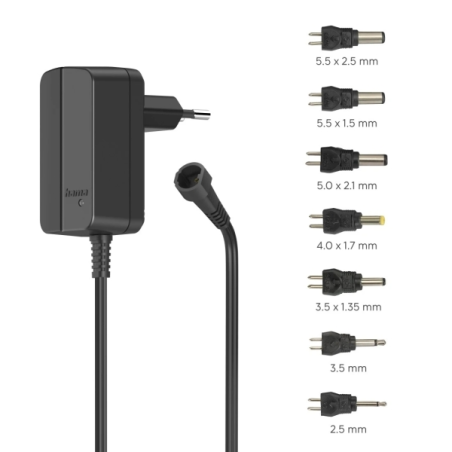Alimentation multi-appareils Hama - Puissance 3,6 W - Tension 12 V - Indicateur LED - 7 adaptateurs - Courant maximum 0,3 A - Te