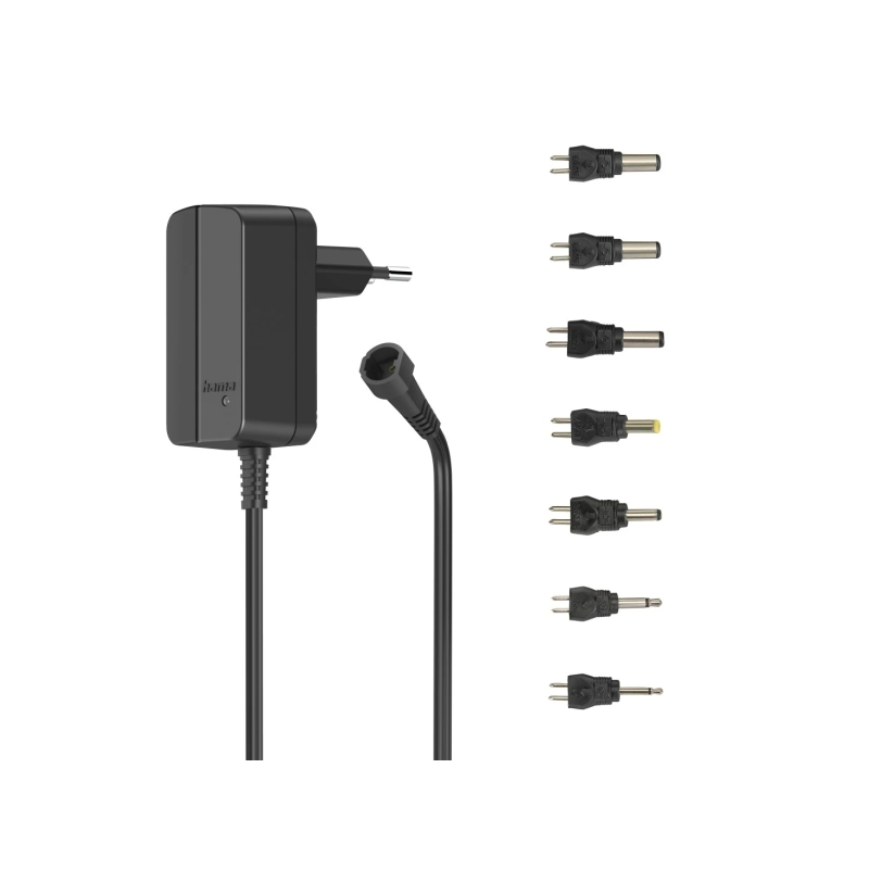 Alimentation multi-appareils Hama - Puissance 7,2 W - Indicateur LED - 7 adaptateurs - Courant maximal 0,6 A - Tension réglable