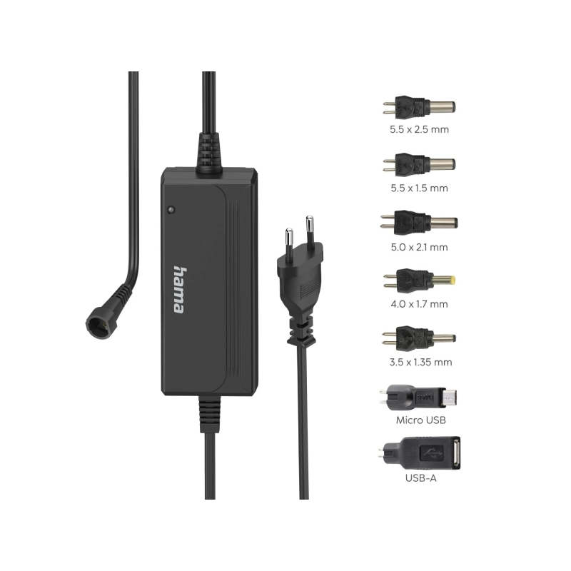 Alimentation multi-appareils Hama - Puissance 36 W - Tension 15 V - Indicateur LED - 7 adaptateurs - Courant maximal 3 A - Tensi