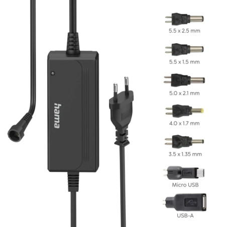 Alimentation multi-appareils Hama - Puissance 36 W - Tension 15 V - Indicateur LED - 7 adaptateurs - Courant maximal 3 A - Tensi