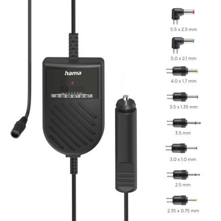 Alimentation allume-cigare Hama 36 W - Connecteur 12 V - Indicateur LED - Tension variable - Connecteurs assortis - Noir