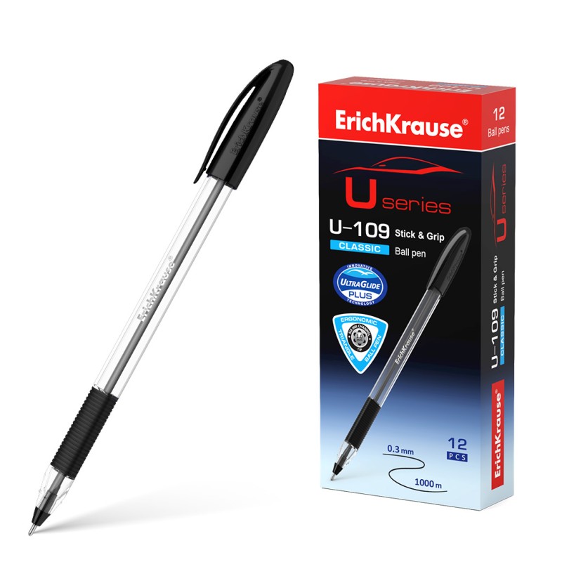 Stylo bille noir Erichkrause U-109 Classic x12 1.0