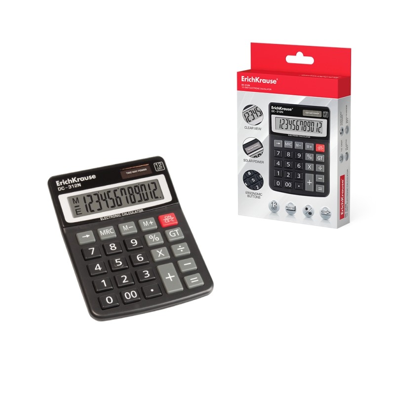 Calculatrice de bureau 12 chiffres Erichkrause écran LCD Calculatrice de bureau 12 chiffres Erichkrause écran LCD