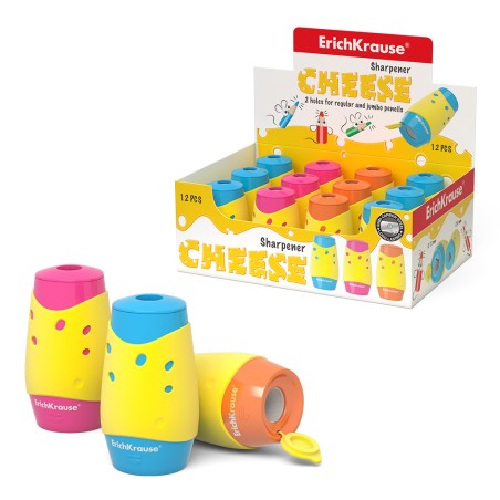 ✅ LOT de 12 Erichkrause Taille-Crayon à Fromage Deux Trous - avec Récipient - Conception de Fromage - Trous de en stock