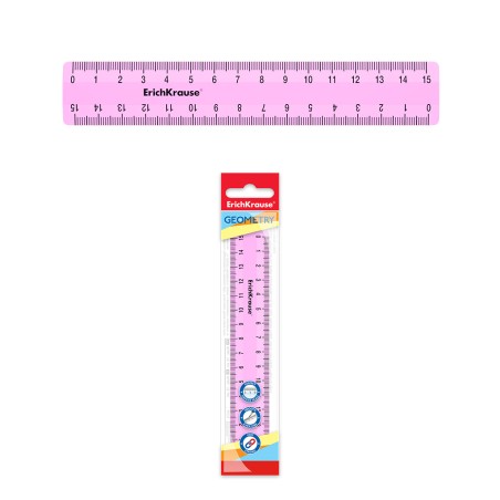 Règle Pastel Erichkrause - 15cm - Rose - Sachet Polythène pratique