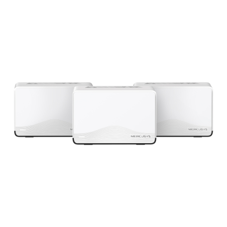 Système Wi-Fi Mesh Mercusys Halo H27BE (pack de 3) - Portée jusqu'à 650 m² - Débit jusqu'à 3 600 Mbit/s - Blanc