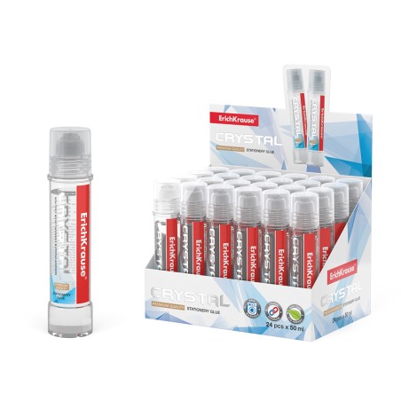 ✅ LOT de 24 Erichkrause Crystal - Colle de bureau haute transparence - Applicateur en silicone souple - Non toxi en stock