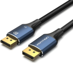 Câble Vention DisplayPort 1.4 8K - Longueur : 2 m - Gaine en nylon tressé - Connecteurs plaqués or - Bleu