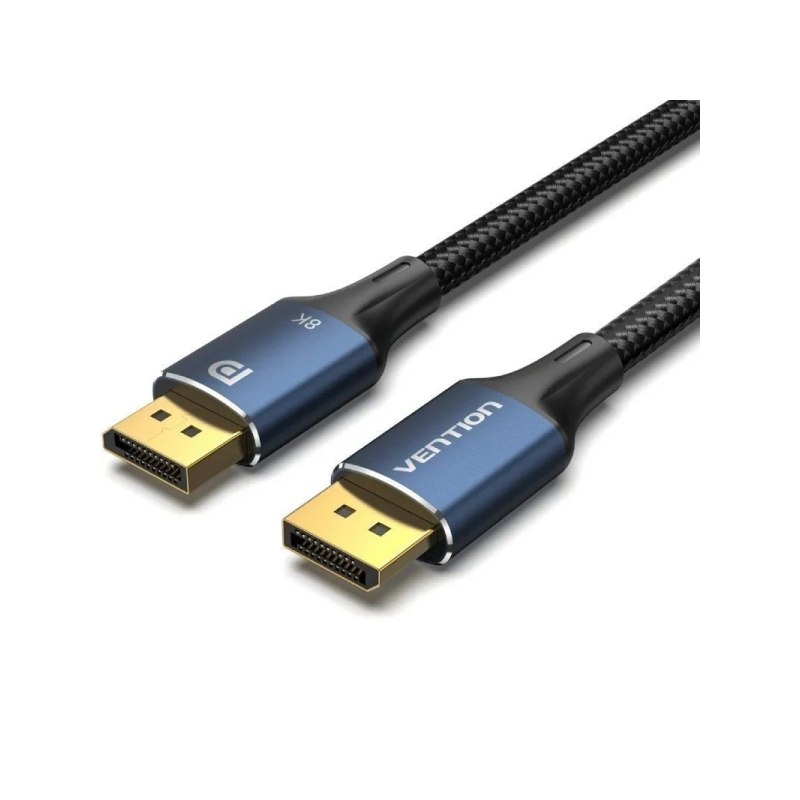 Câble Vention DisplayPort 1.4 8K - Longueur : 2 m - Gaine en nylon tressé - Connecteurs plaqués or - Bleu