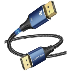 Câble Vention DisplayPort 1.4 8K - Longueur : 5 m - Gaine en nylon tressé - Connecteurs plaqués or - Bleu