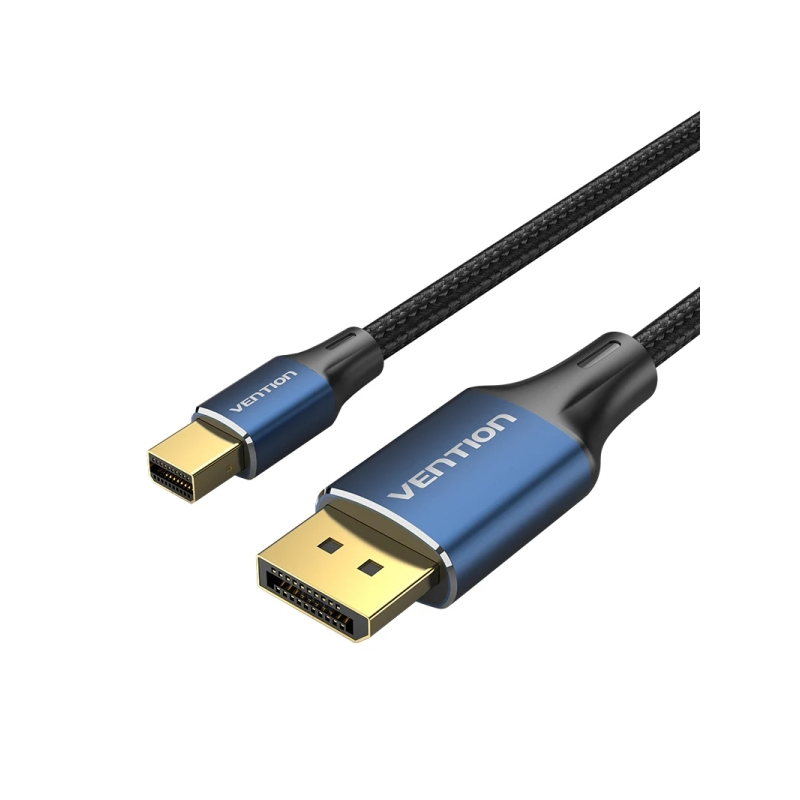 Câble Vention DisplayPort 1.4 8K - Longueur : 1,5 m - Gaine PVC tressée en coton - Connecteurs DP mâle vers MiniDP mâle - Connec