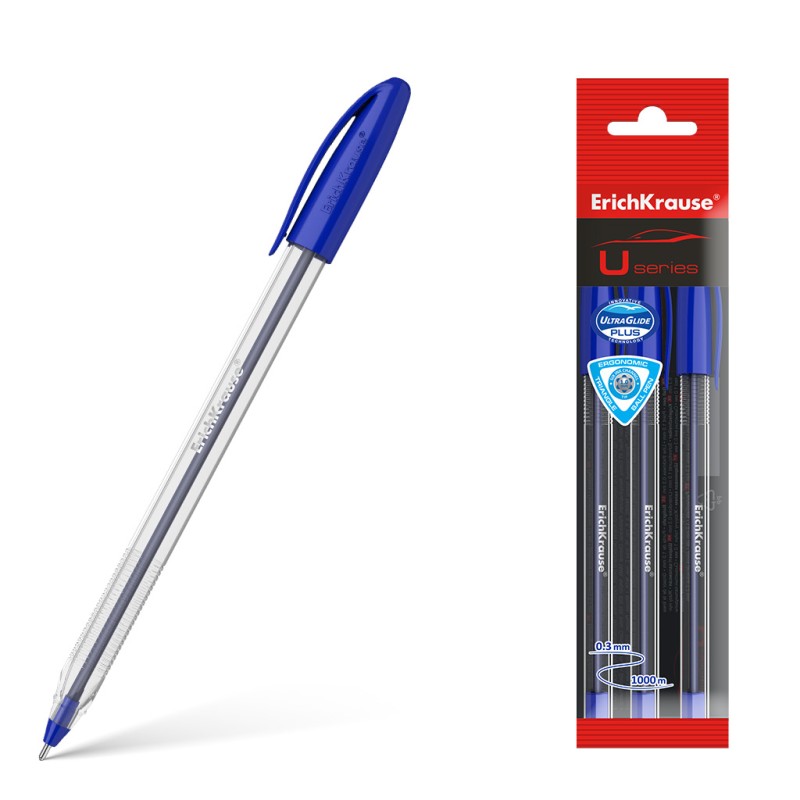 Stylos-bille bleus 1,0 mm Erichkrause x3