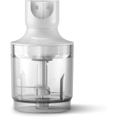 Mixeur plongeant Philips - Puissance 650 W - Plusieurs vitesses - Hachoir - Verre doseur - Lames en acier inoxydable - Blanc