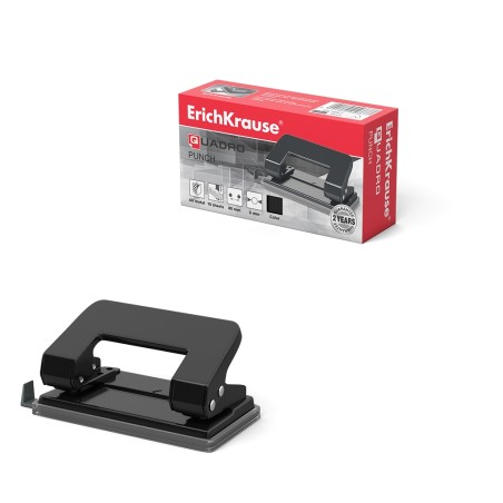 ✅ Erichkrause Quadro Punch - Perfore jusqu'à 10 feuilles - Corps et mécanisme en acier - Garantie 2 ans - Coul en stock