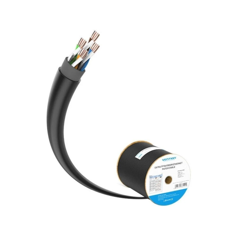 Bobine de câble réseau Ethernet Vention - Longueur 305 m - Cat6 UTP - 23 AWG - Vitesse jusqu'à 1 Gbit/s - Noir