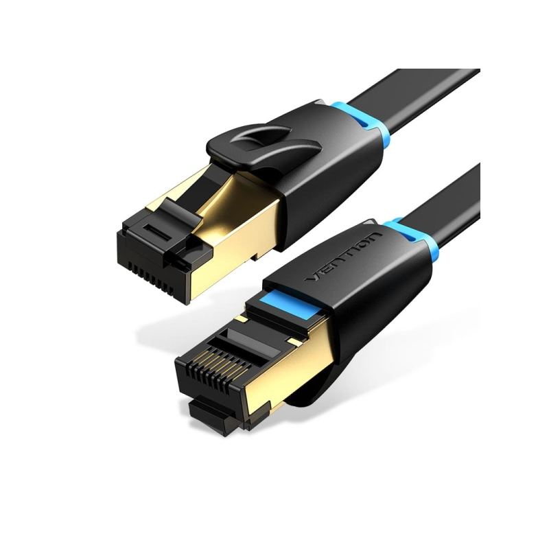 Câble réseau Vention Cat.8 UTP - Longueur : 1,5 m - Vitesse jusqu'à 40 Gbit/s - Calibre : 30 AWG - Connecteurs plaqués or - Noir