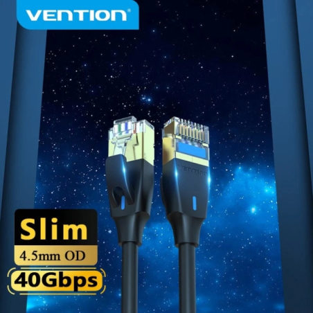 Câble réseau Vention Cat.8 SFTP - Longueur 0,5 m - Vitesse jusqu'à 40 Gbit/s - Calibre 30 AWG - Gaine PVC - Blindage multicouche