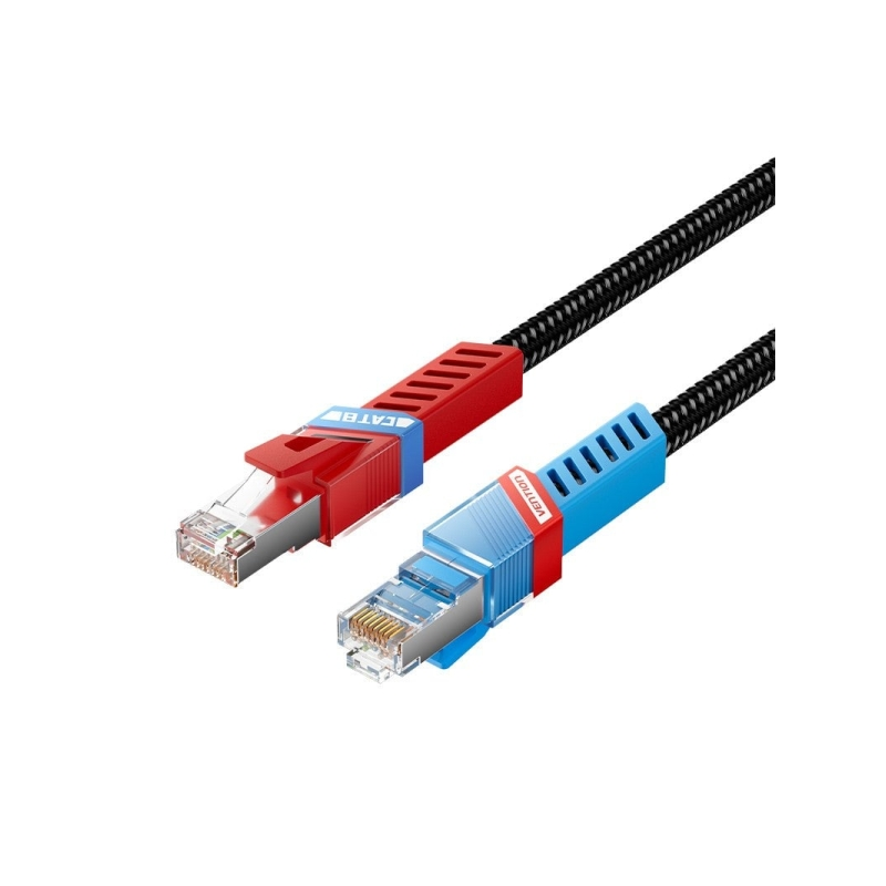 Câble réseau Vention Cat.8 SFTP - Longueur : 5 m - Vitesse jusqu'à 40 Gbit/s - 26 AWG - Rouge et bleu