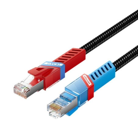 Câble réseau Vention Cat.8 SFTP - Longueur : 5 m - Vitesse jusqu'à 40 Gbit/s - 26 AWG - Rouge et bleu