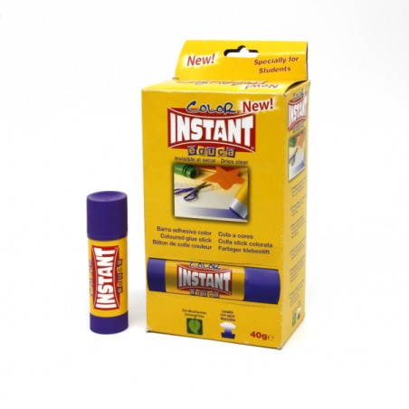 LOT de 12 Bâton de colle Instant Color Educa 40 g - Convient aux enfants et/ou à un usage domestique - Lavable - Sans solvant -