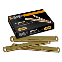 Ingraf Pack de 50 attaches en laiton pour reliure rapide et résistante - Comprend languette et curseur - Divers coloris