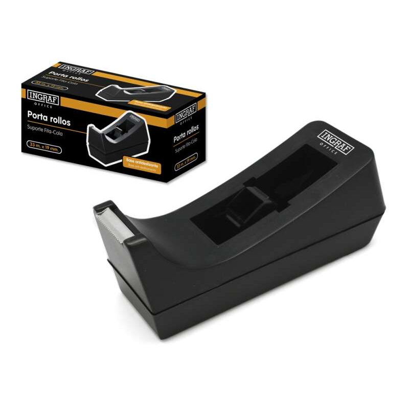 Porte-Papier Hygiénique Ingraf Pr1 - Corps en Plastique Abs - Base en Caoutchouc Antidérapant - Lame en Acier - Couleur Noir