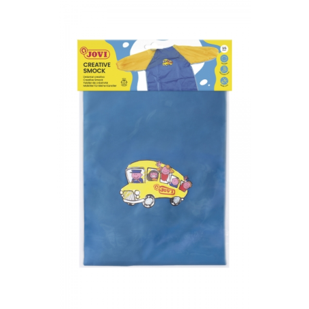 Tablier préscolaire Jovi - Protection contre les taches - Recommandé de 3 à 5 ans - Poignets élastiques - Coloris bleu