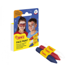Jovi Face Paint Adventure, lot de 3 bâtons de maquillage – Pour tous types de peau – Facile à nettoyer – Blanc, rouge et bleu
