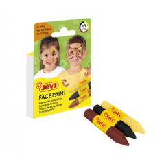 Lot de 3 bâtons de maquillage Jovi Face Paint Animal - Pour tous types de peau - Faciles à nettoyer - Jaune, marron et noir