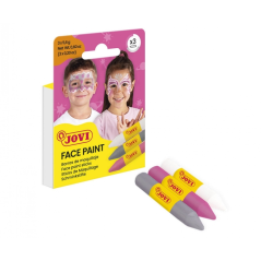 Lot de 3 bâtons de maquillage Jovi Face Paint Fantasy - Pour tous types de peau - Faciles à nettoyer - Blanc, rose et gris