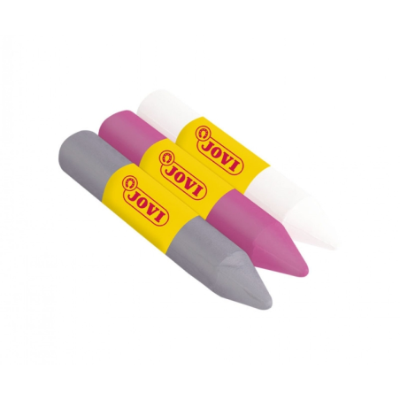 Lot de 3 bâtons de maquillage Jovi Face Paint Fantasy - Pour tous types de peau - Faciles à nettoyer - Blanc, rose et gris