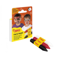 Lot de 3 bâtons de maquillage Jovi Face Paint Scary - Pour tous types de peau - Faciles à nettoyer - Blanc, rouge et noir