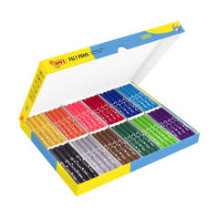 Jovi Pack Scolaire Feutres 96 Feutres Jumbo - Variété de Nuances - Encre Excellente Fixation - Pointe Résistante - Capuchon Vent
