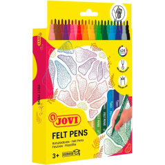 Feutres Jovi, lot de 24 pièces - Pointe 2 mm - Large choix de couleurs - Encre haute définition - Capuchon de sécurité ventilé -