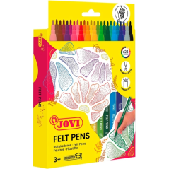 Feutres Jovi, lot de 24 pièces - Pointe 2 mm - Large choix de couleurs - Encre haute définition - Capuchon de sécurité ventilé -