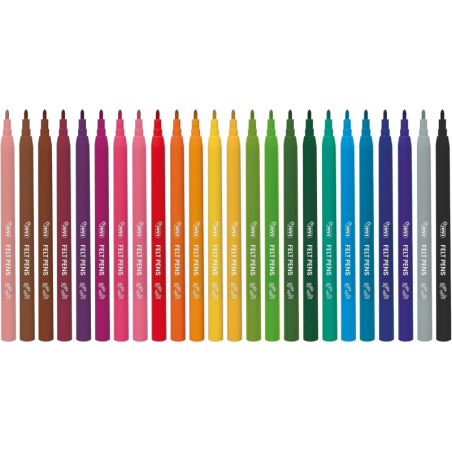 Feutres Jovi, lot de 24 pièces - Pointe 2 mm - Large choix de couleurs - Encre haute définition - Capuchon de sécurité ventilé -