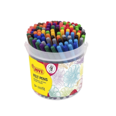 Pot de feutres Jovi avec 120 marqueurs - Pointe 2 mm - Encre haute adhérence - Bouchon de sécurité ventilé - Couleurs assorties