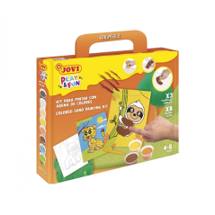 Kit de peinture avec sable Jovi Play & Fun Animaux avec 8 pots de sable + 1 perforatrice + 3 feuilles avec motifs d'animaux terr
