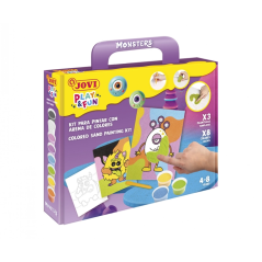 Kit de peinture et d'amusement Jovi Play & Fun Monsters avec 8 pots de sable + 1 perforatrice + 3 feuilles avec motifs de monstr
