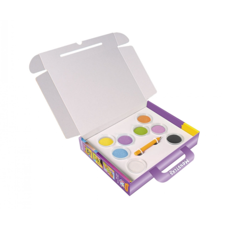 Kit de peinture et d'amusement Jovi Play & Fun Monsters avec 8 pots de sable + 1 perforatrice + 3 feuilles avec motifs de monstr